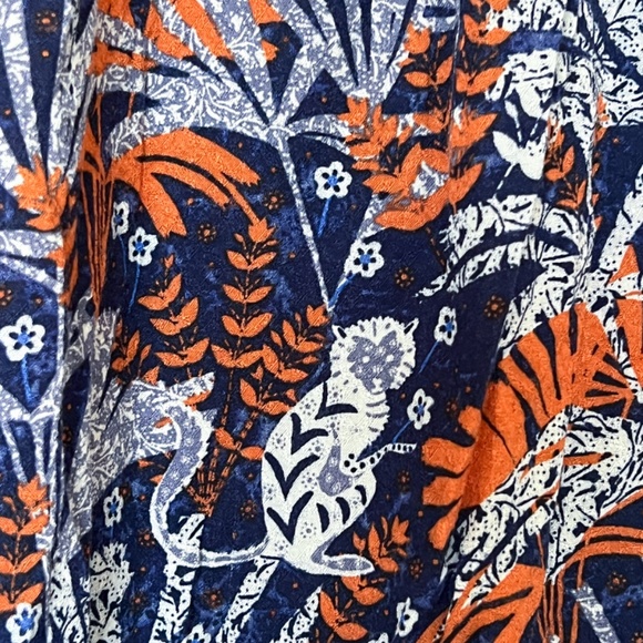 Maeve By Anthropologie Cathy Pleated Blouse with Blue and Orange Jungle Print XS - Picture 8 of 16